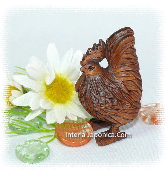 японская нэцкэ из самшита ПЕТУХ