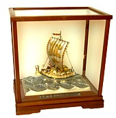 Корабль Сокровищ, интерьерное украшение из серебра 925 пробы. Япония