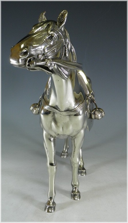 японская серебрянная скульптура Самурайская Лошадь, 1900-е гг.
