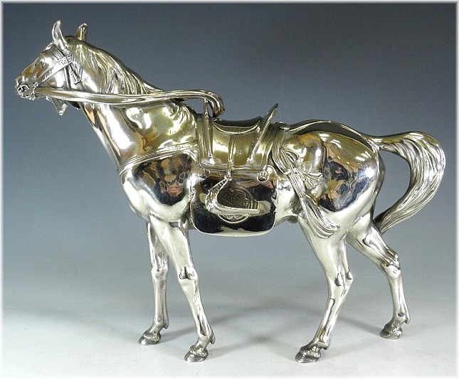 японская антикварная серебрянная скульптура Лошадь, 1900-е гг.