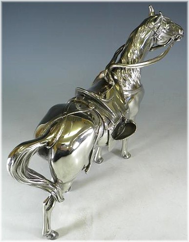 японская серебрянная скульптура Самурайская Лошадь, 1900-е гг.