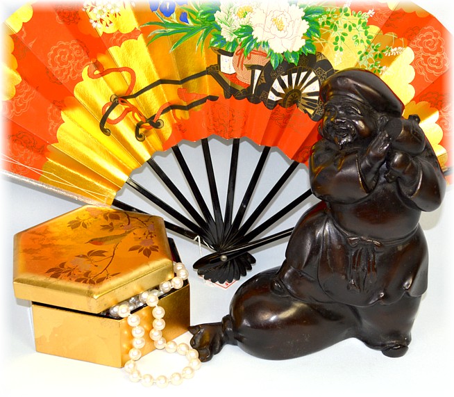 японское инскусствоЛ бронзовая статуэтка одного из Семи Богов Счастья - Дайкоку, эпоха Мэйдзи