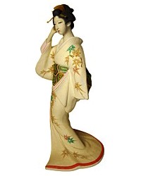 девушка в светлом кимоно, статуэтка Хаката, Япония, 1950-е гг.