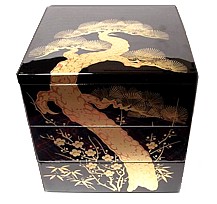японская лаковая коробка для еды с росписью, 1960-е гг.