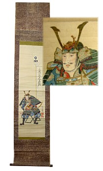японский антикварный рисунок на свитке, 1850-е гг.