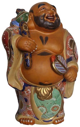 японский антиквариат Хотэй, однин из Семи Богов Счастья, фарфор, Кутани, 1880-е гг.
