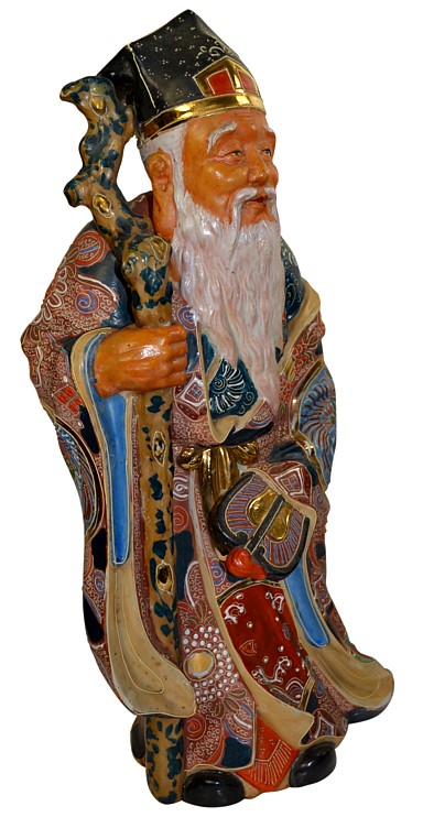 Дзюродзин, фарфоровая фигура одного из Семи Бого Счастья, Япония, Кутани