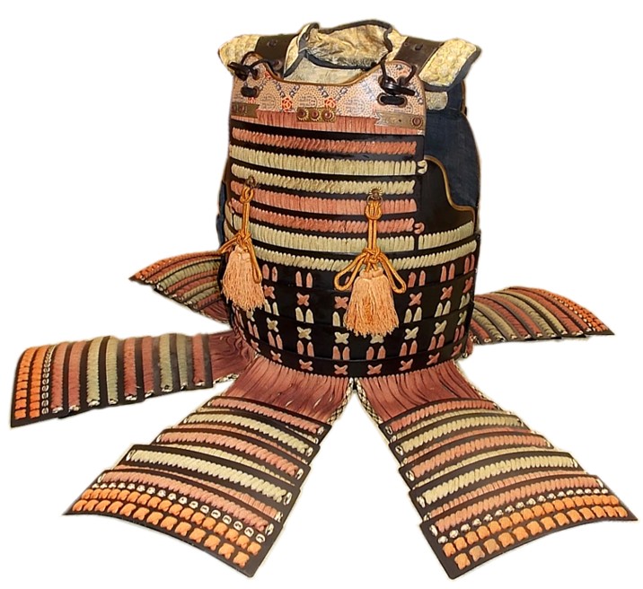 панцырь ДО самурайских доспехов, металл, шелковый шнур, плетение
