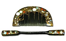 японский инкрустированный  гребень и заколка эпохи Мэйдзи