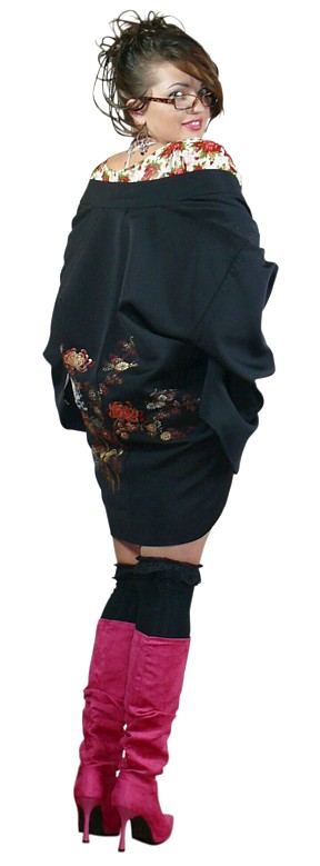 старинное японское шелковое хаори с авторской росписью