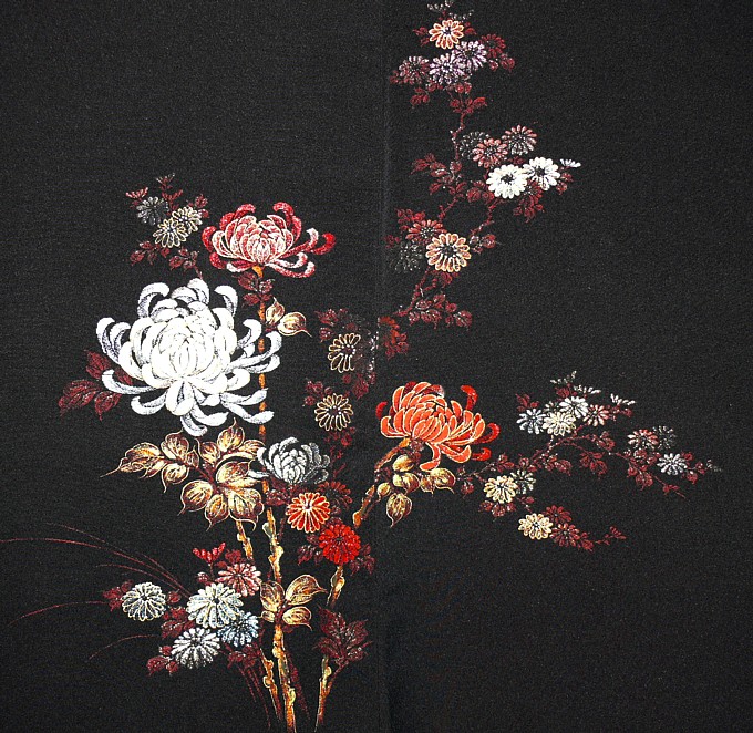 рисунок на старинном шелковом хаори