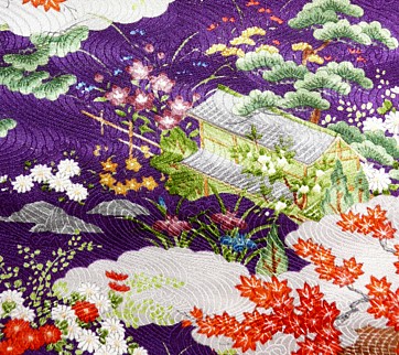 рисунок ткани японского шелкового кимоно