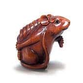 японская подписная нэцкэ Мышка с монетками, сер.ХХ в.