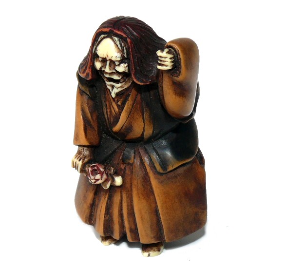 старинная нэцкэ из слоновой кости Актер в маске