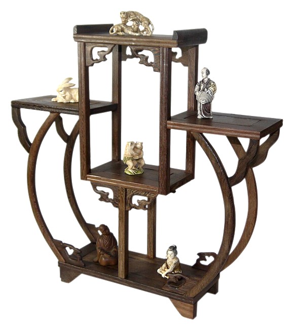  японская старинная резная полочка для коллекции