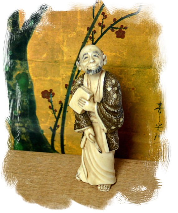 японская антилварная нэцкэ из слоновой кости ПОЭТ, 1920-30-е гг.