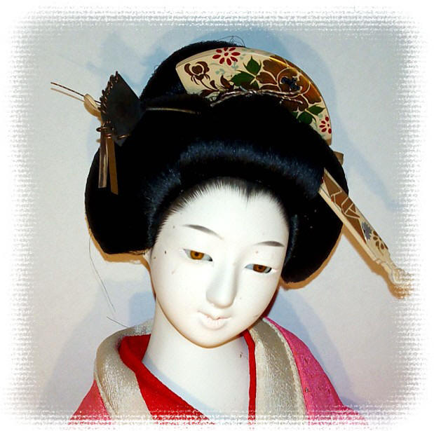 японская антикварная кукла в кимоно