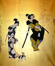 японская картина апплокация из шелка