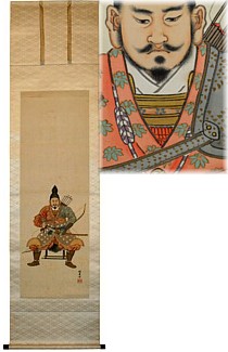 японская акварель на свитке Сёгун в полевой ставке, 1880-е гг.