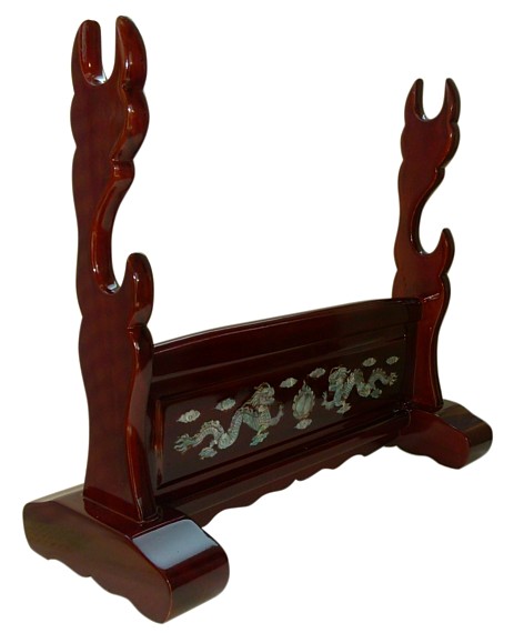 японская подставка для двух мечей. Инкрустация, резьба