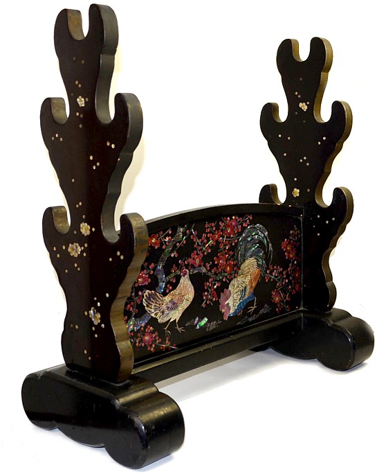 японская антикварная подставка для 5 самурайских мечей