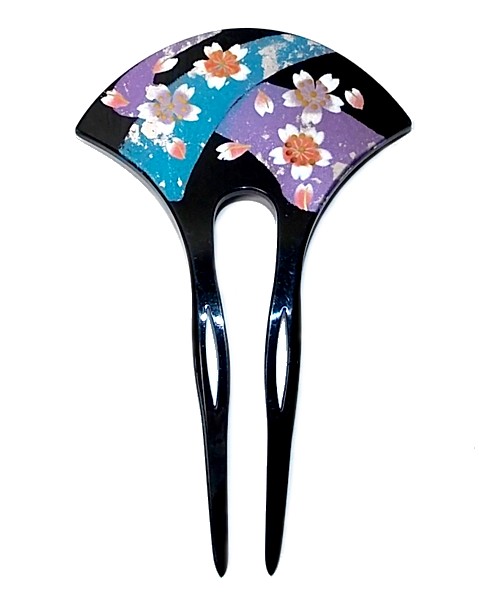 японская ттадиционная заколка КАНЗАШИ с авторским рисунком в виде сакуры для женской прически