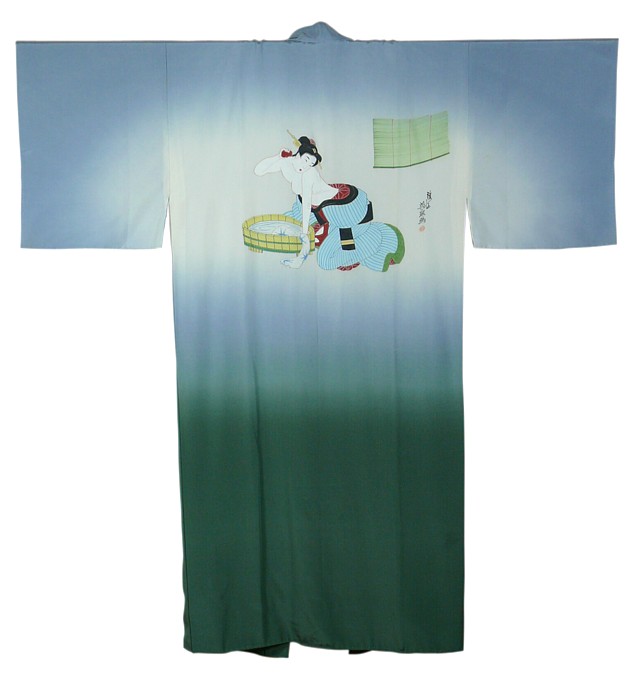 японское мужское кимоно с эротическим рисунком, 1930-е гг.