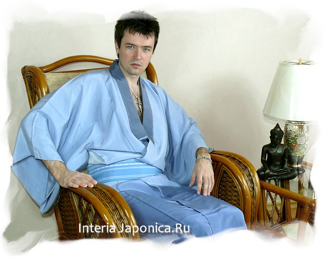 японское мужское шелковое кимоно